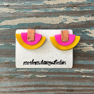 petite half moon - yellow and bright pink