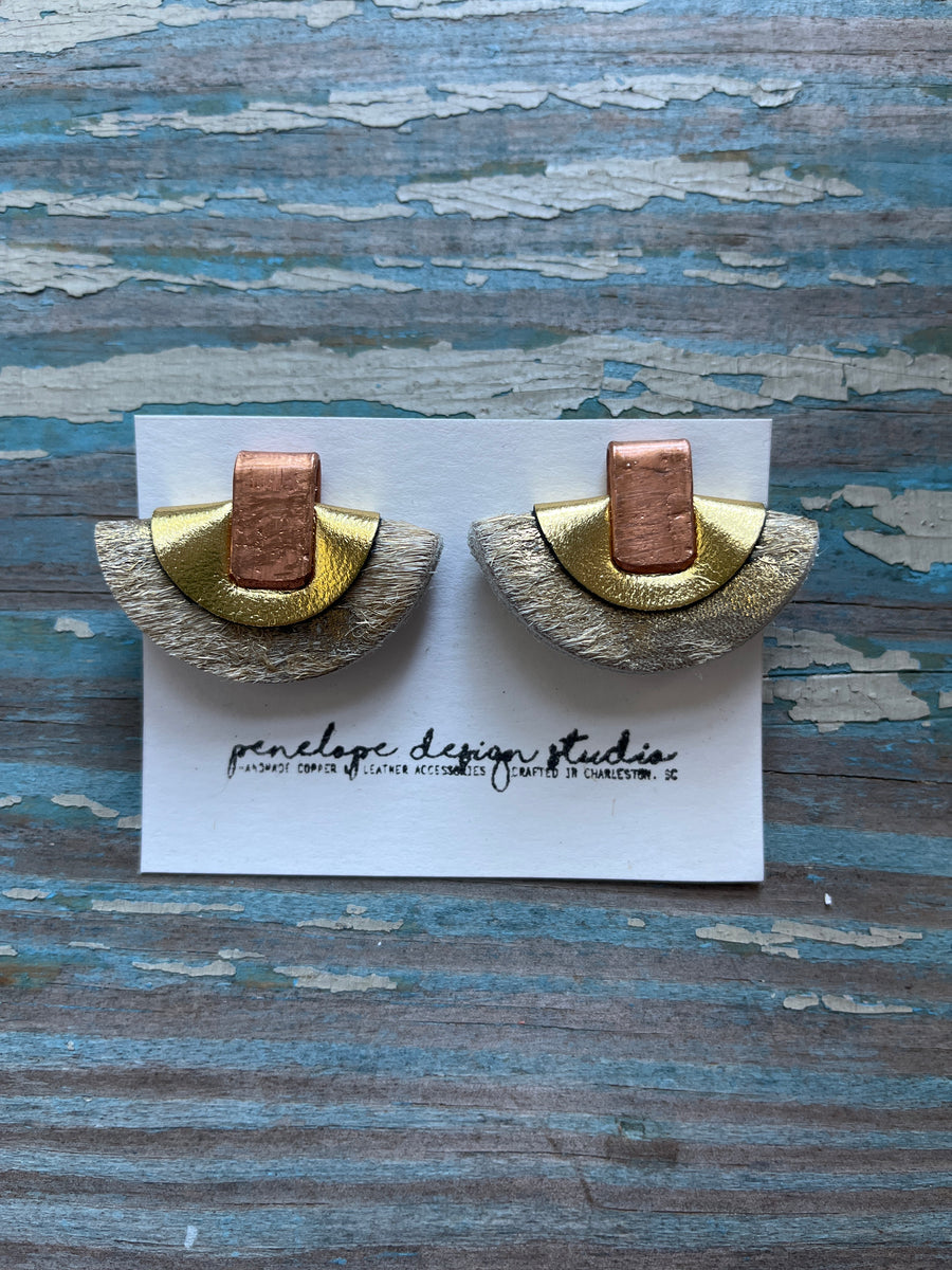 petite half moon - textured gold & gold