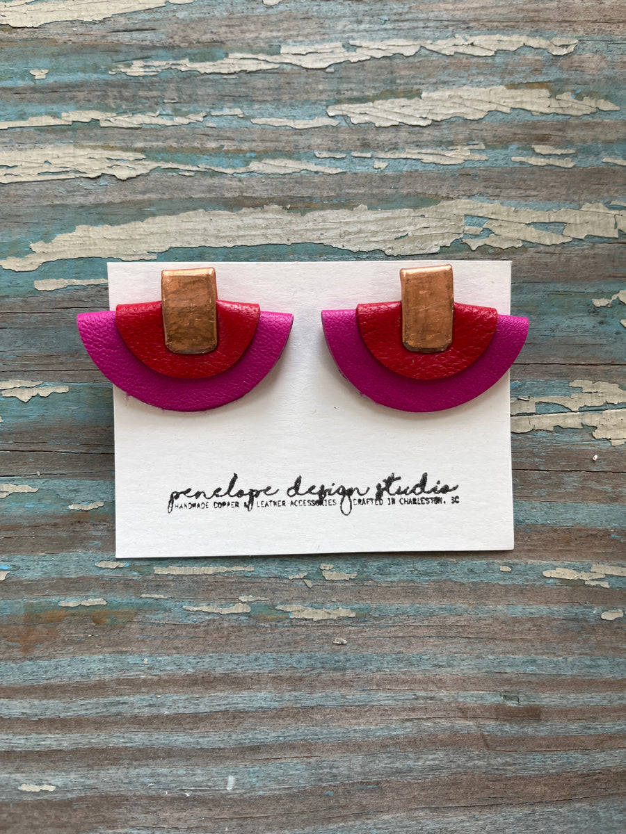 petite half moon - bright pink and red