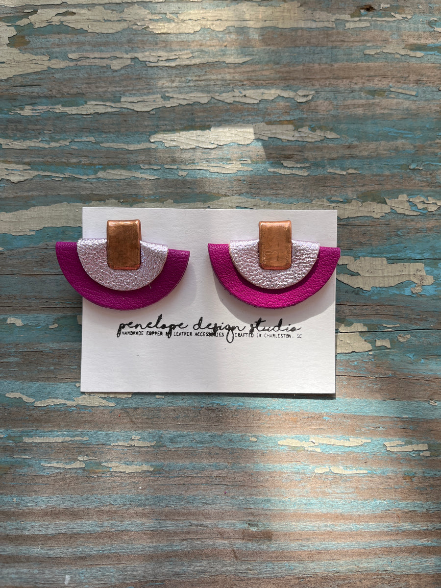 petite half moon - bright pink and light metallic pink