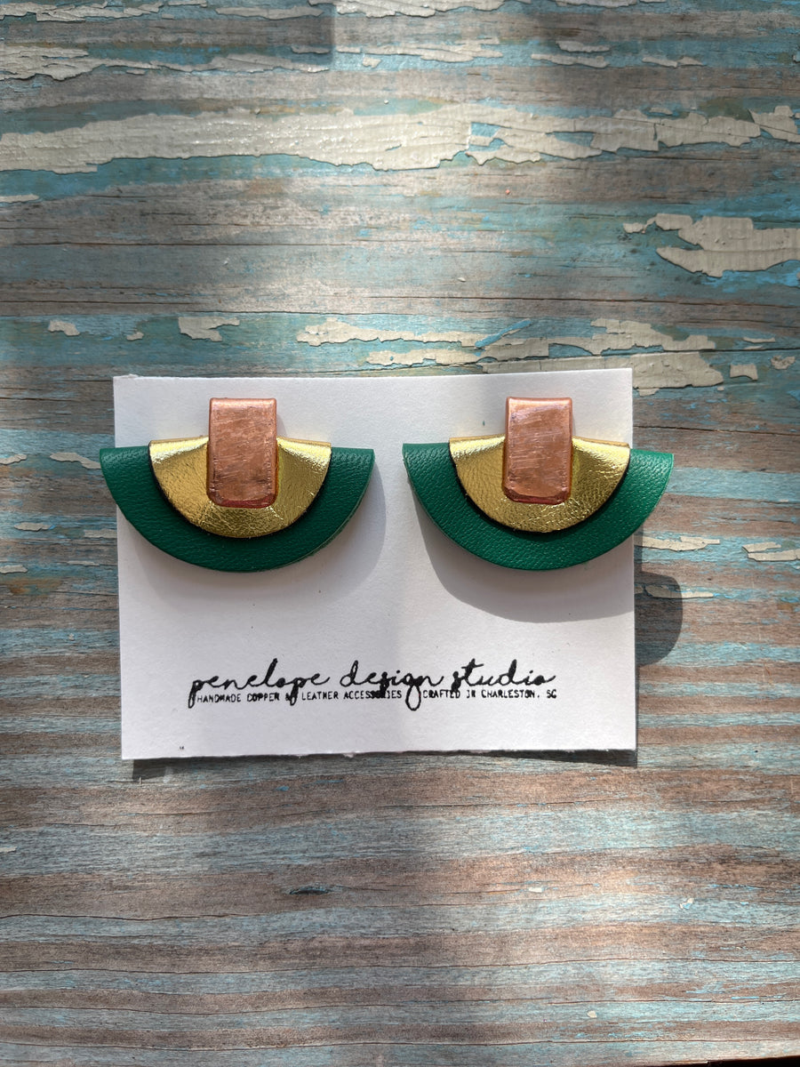 petite half moon - green and gold