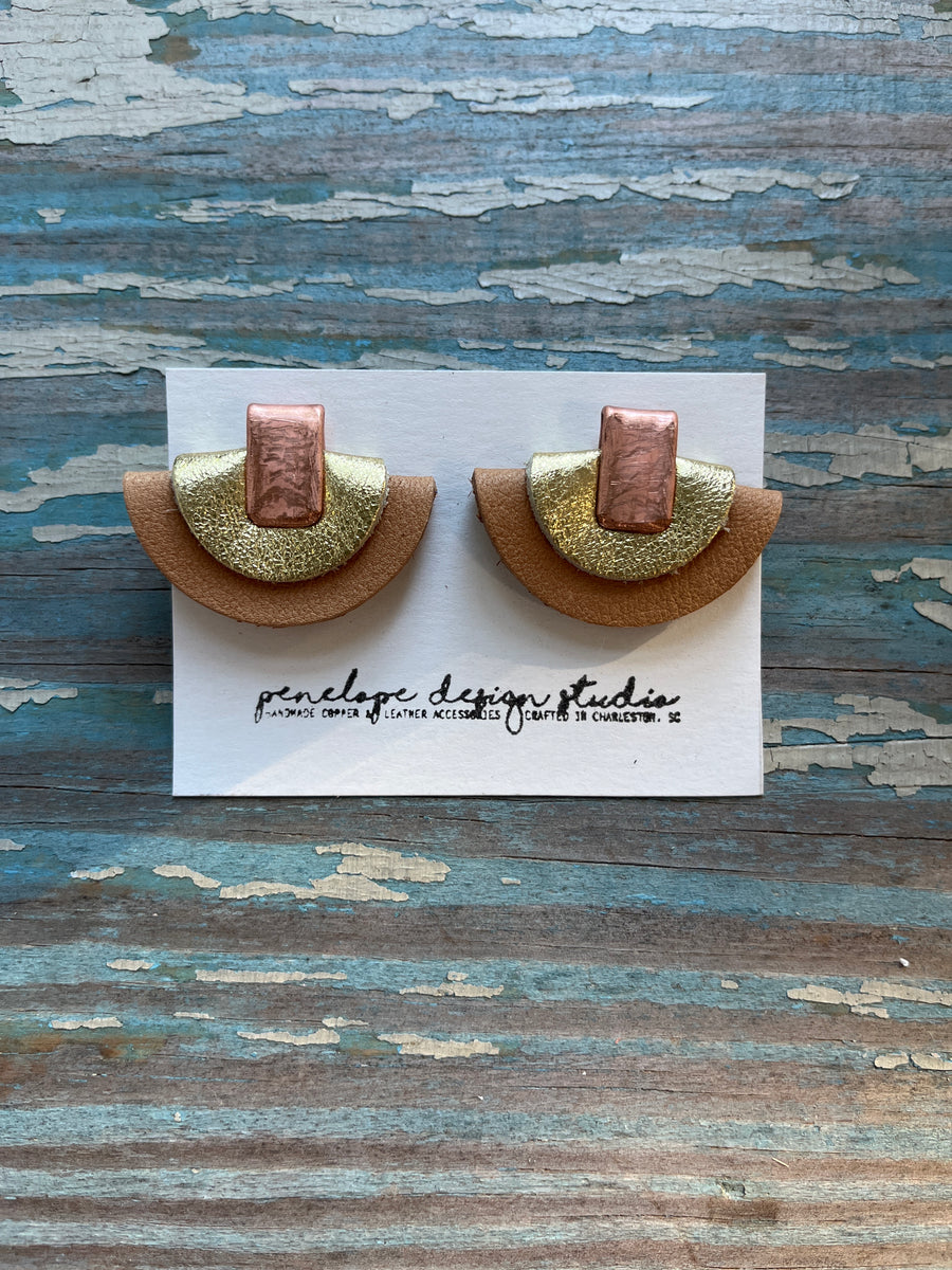 petite half moon- camel and gold