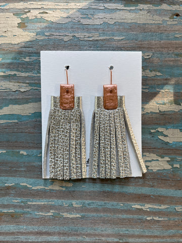 leather tassel earrings - silver