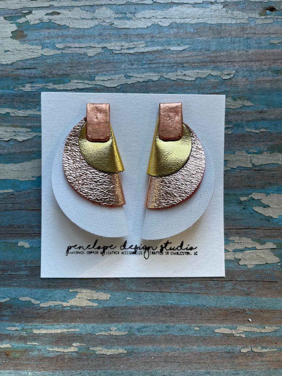 half moon Clementine - white, rose gold, and gold