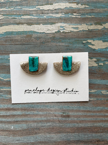 patina collection - textured camel with silver mini half moon