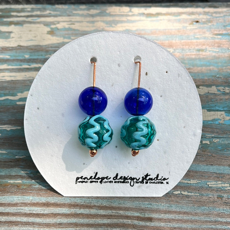 glass collection - cobalt blue & striped turquoise