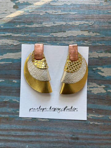 half moon Clementine - gold, champagne gold and textured gold