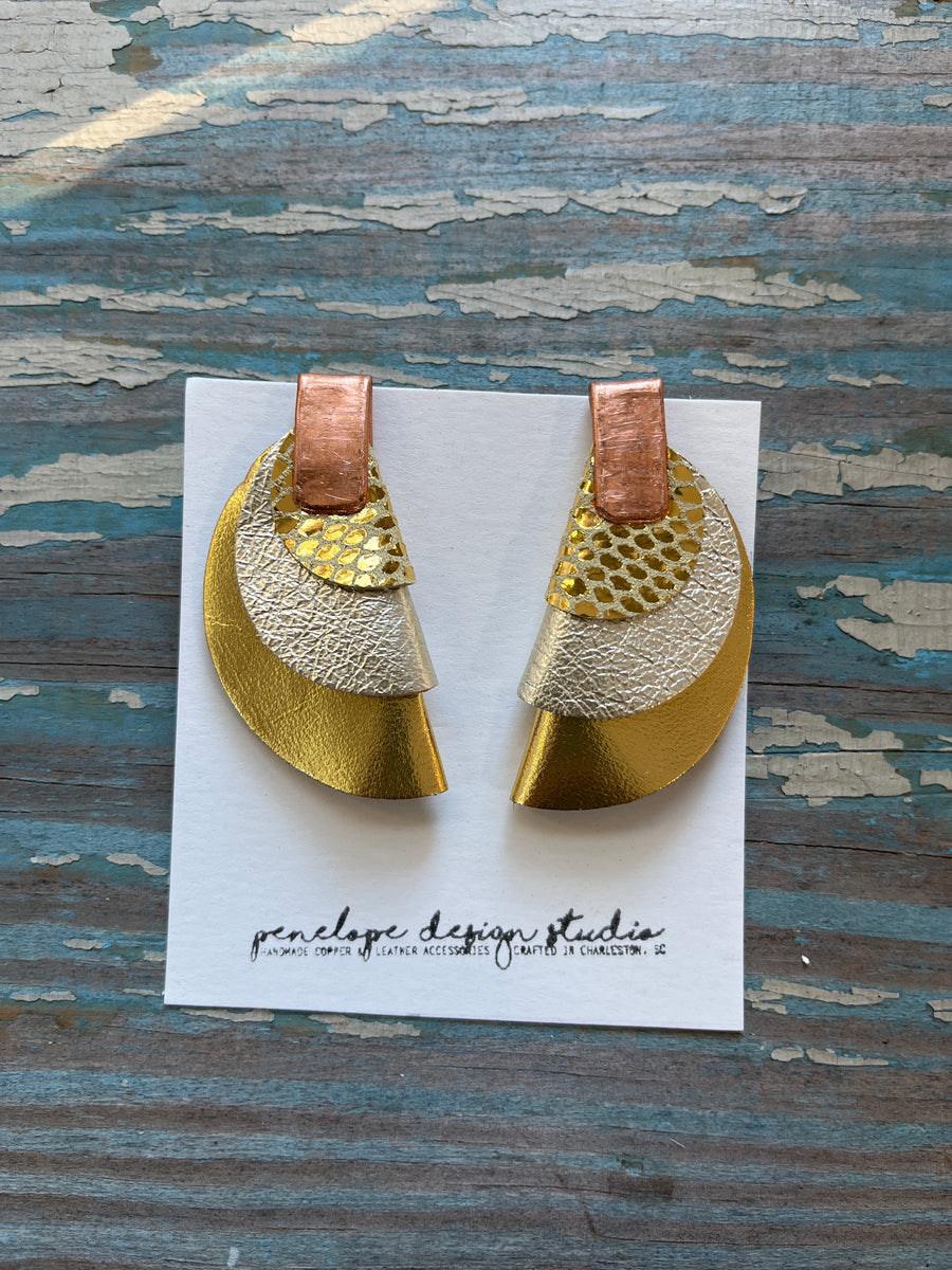 half moon Clementine - gold, champagne gold and textured gold