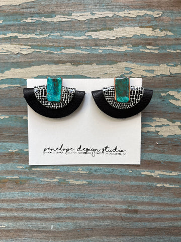 patina collection - black and snake skin half moon