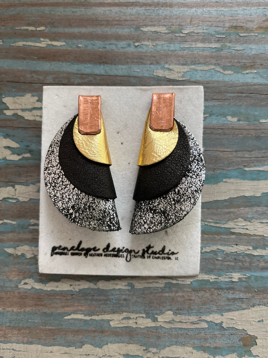 half moon Clementine - textured black, black, and gold