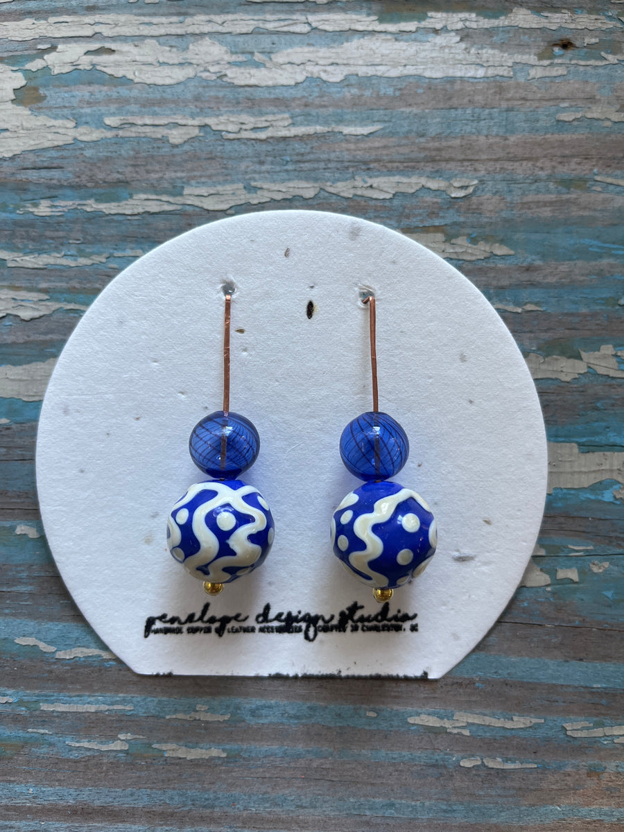 glass collection - blue squiggle and cobalt blue