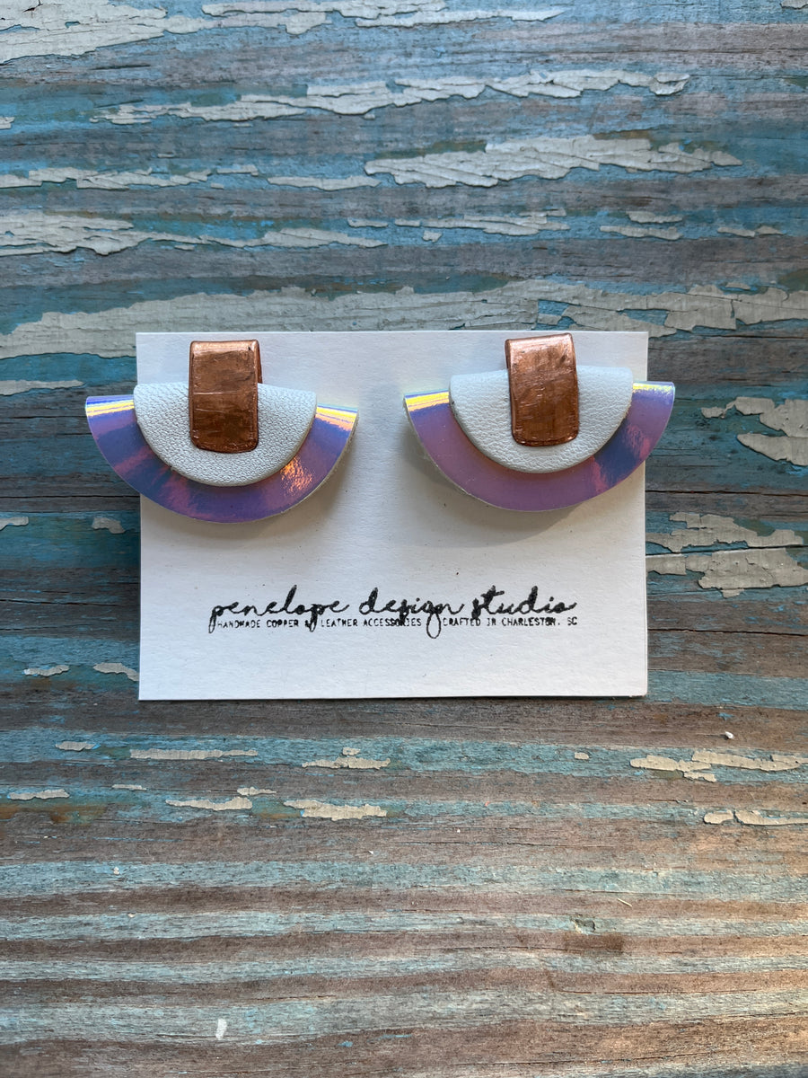 petite half moon - opalescent silver and white