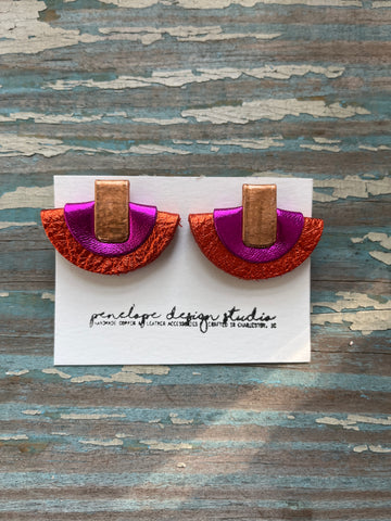 petite half moon - metallic orange and pink