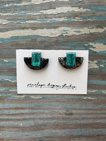 patina collection - textured black suede mini half moon