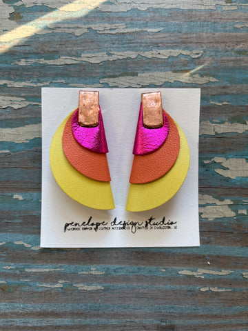 half moon Clementine - yellow, orange, and pink