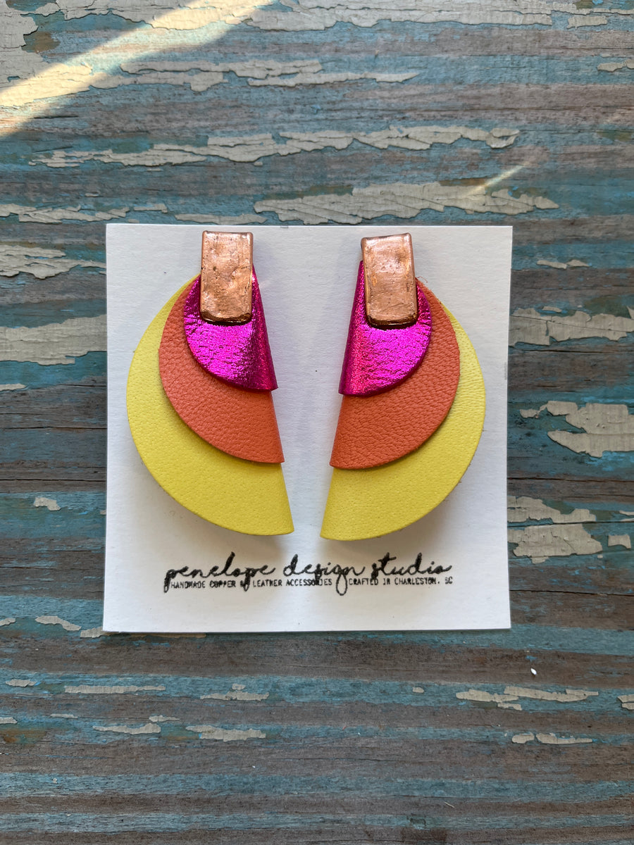 half moon Clementine - yellow, orange, and pink