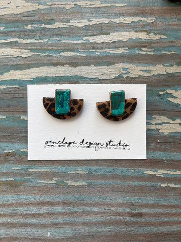 patina collection - cheetah mini half moon