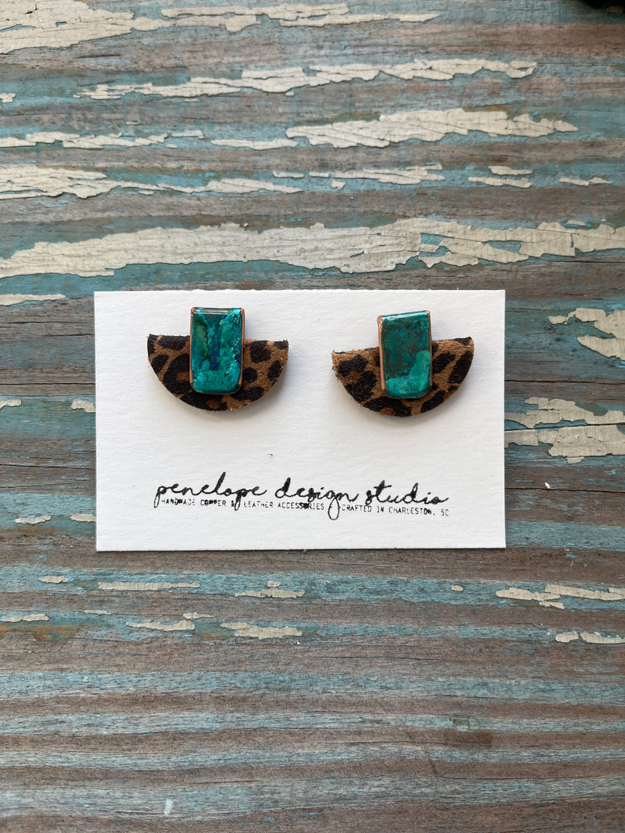 patina collection - cheetah mini half moon