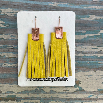 leather tassel earrings - yellow