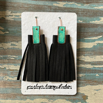 patina collection - black leather tassel
