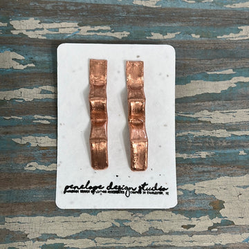 copper zig zag stud earrings
